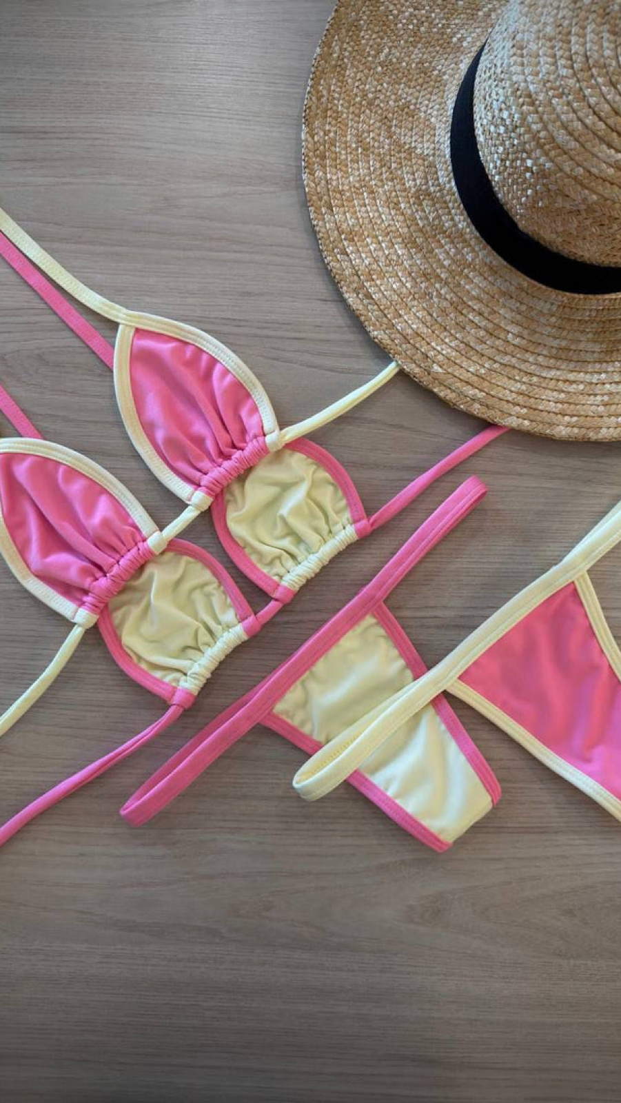 Biquíni Fita Rosa com Amarelo Candy
