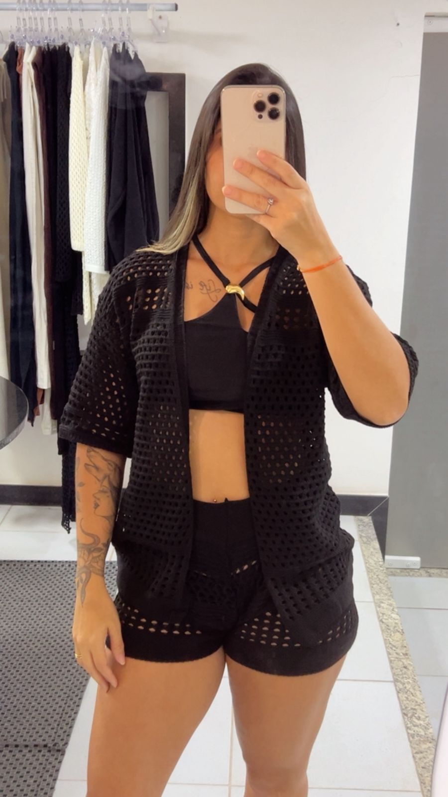 Conjunto short e kimono