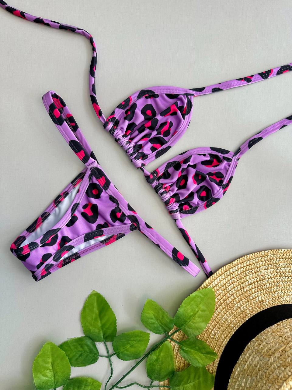 Biquíni Fita Animal Print Lilás