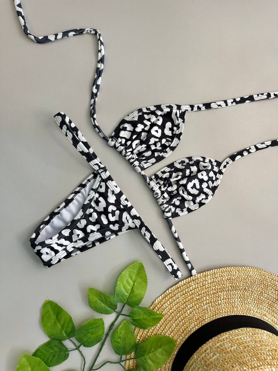 Biquíni Fita Animal Print P&B