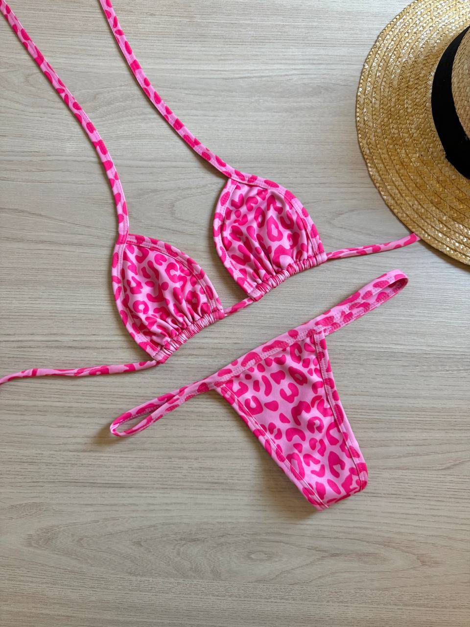 Biquíni Fita Animal Print Rosa