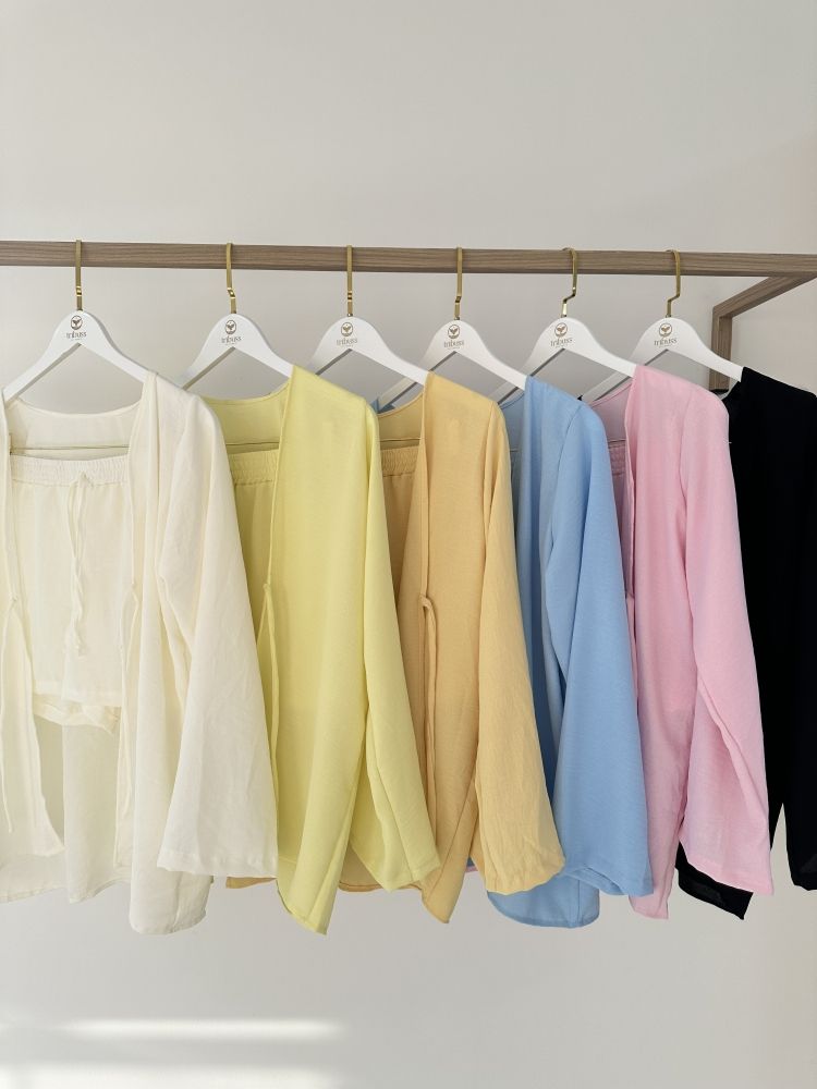 Conjunto Kimono e Short Amarelo