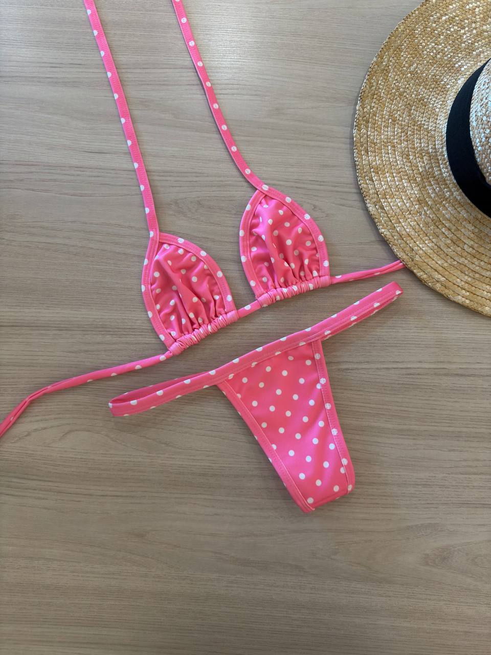 Biquíni Fita Poá Rosa