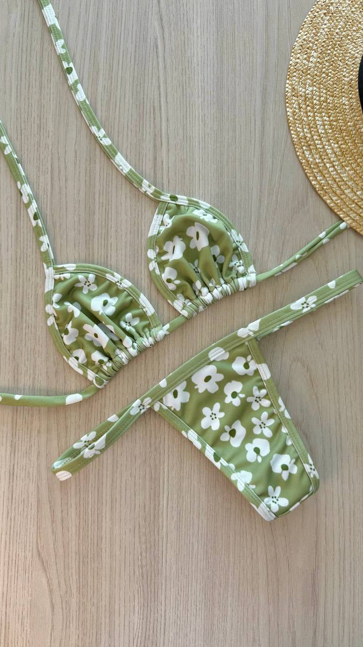 Biquíni Fita Verde Floral