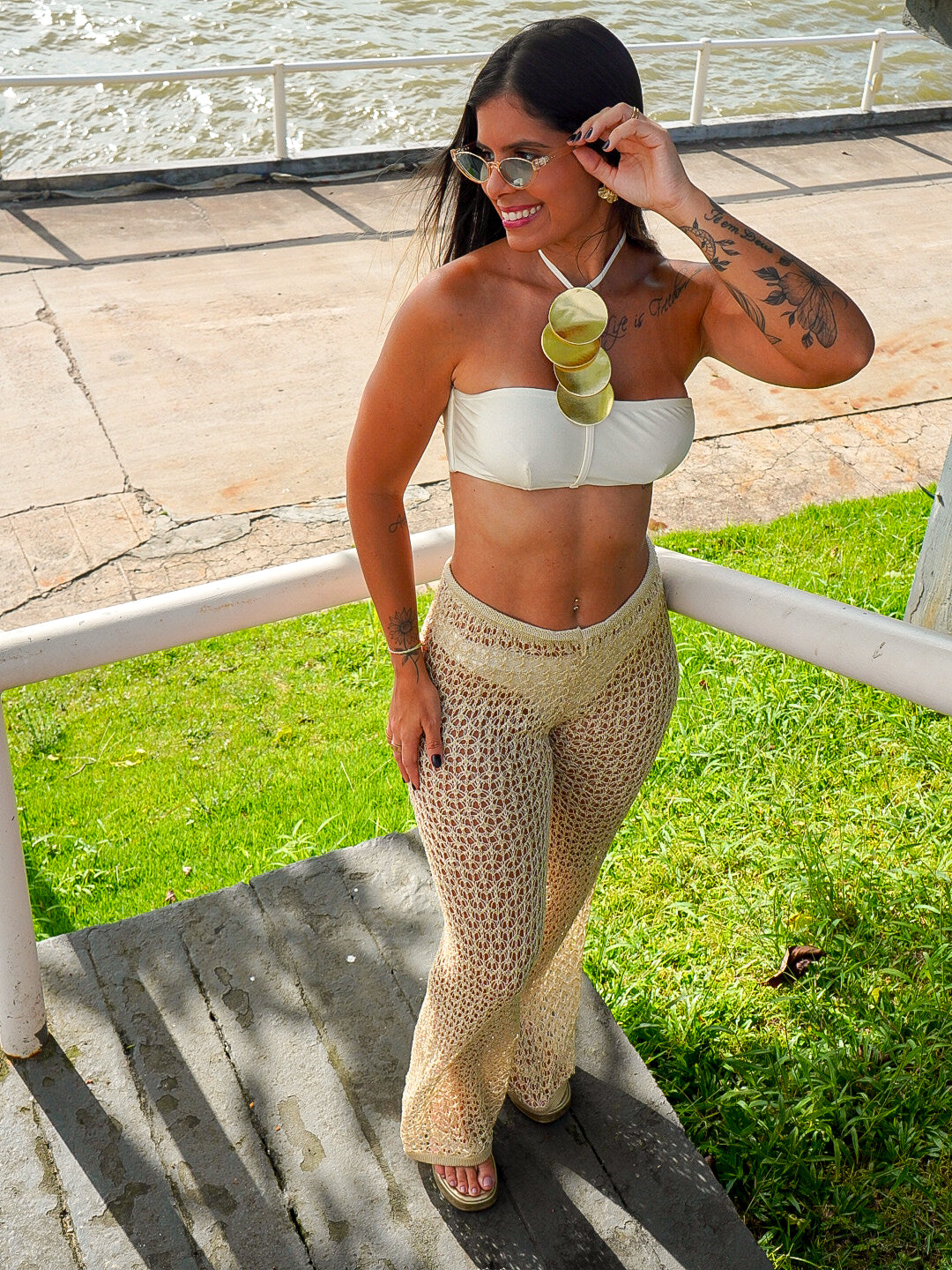 Calça Dubai Dourada e Prata